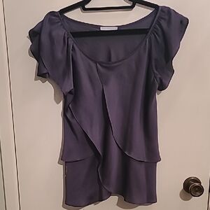 56. Violet & Claire Purple Ruffled Cap Sleeve Blouse